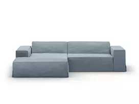 Modular Left Corner Sofa, "Jodie", 3 Seats, 224x166x70, Muted Blue