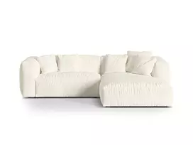 Boucle Modular Right Corner Sofa, "Martina", 2 Seats, 280x176x75, Ivory