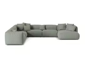 Modular Left Corner Sofa, "Martina", 6 Seats, 404x312x75, Moss Green