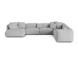 Boucle Modular Right Corner Sofa, "Martina", 6 Seats, 404x312x75, Silver