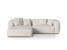 Boucle Modular Left Corner Sofa, "Martina", 2 Seats, 280x176x75, Grey Beige Melange