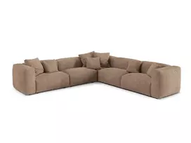 Velvet Symmetrical Modular Corner Sofa, "Martina", 5 Seats, 312x312x75, Dark Beige