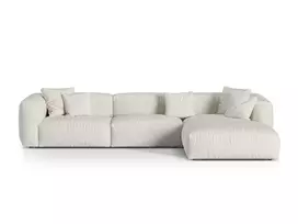 Boucle Modular Right Corner Sofa, "Martina", 3 Seats, 330x176x75, Grey Beige Melange