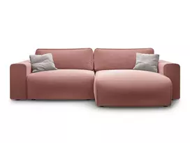 Velvet Right Corner Sofa With Bed Function And Box, "Victor", 3 Seats, 246x148x83, Pink