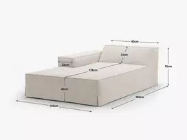 Chaise Longue Right, "Jodie", 1 Seat, 166x102x70, Cherrywood