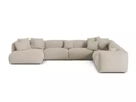 Modular Right Corner Sofa, "Martina", 6 Seats, 404x312x75, Light Beige