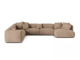 Velvet Modular Left Corner Sofa, "Martina", 6 Seats, 404x312x75, Dark Beige