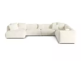 Boucle Modular Right Corner Sofa, "Martina", 6 Seats, 404x312x75, Ivory