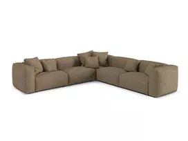 Boucle modular symmetrical corner sofa, "Martina", 5 Seats, 312x312x75, Cappuccino