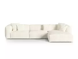 Boucle Modular Right Corner Sofa, "Martina", 3 Seats, 330x176x75, Ivory