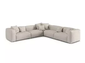 Boucle modular symmetrical corner sofa, "Martina", 5 Seats, 312x312x75, Beige