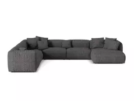 Boucle Modular Left Corner Sofa, "Martina", 6 Seats, 404x312x75, Anthracite