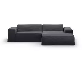 Modular Right Corner Sofa, "Jodie", 3 Seats, 224x166x70, Grey And Blue