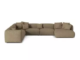 Boucle Modular Left Corner Sofa, "Martina", 6 Seats, 404x312x75, Cappuccino