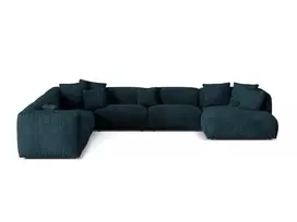 Velvet Modular Left Corner Sofa, "Martina", 6 Seats, 404x312x75, Deep Petrol
