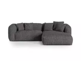 Boucle Modular Right Corner Sofa, "Martina", 2 Seats, 280x176x75, Anthracite