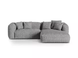 Boucle Modular Right Corner Sofa, "Martina", 2 Seats, 280x176x75, Graphite