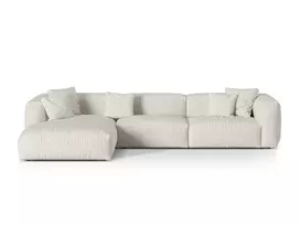 Boucle Modular Left Corner Sofa, "Martina", 3 Seats, 330x176x75, Grey Beige Melange