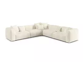 Boucle modular symmetrical corner sofa, "Martina", 5 Seats, 312x312x75, Ivory