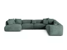 Velvet Modular Right Corner Sofa, "Martina", 6 Seats, 404x312x75, Petrol