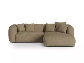 Boucle Modular Right Corner Sofa, "Martina", 2 Seats, 280x176x75, Cappuccino