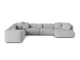 Boucle Modular Left Corner Sofa, "Martina", 6 Seats, 404x312x75, Silver