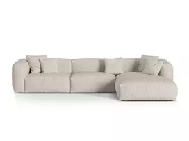 Boucle Modular Right Corner Sofa, "Martina", 3 Seats, 330x176x75, Beige