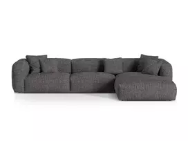 Boucle Modular Right Corner Sofa, "Martina", 3 Seats, 330x176x75, Anthracite