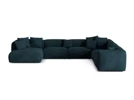 Velvet Modular Right Corner Sofa, "Martina", 6 Seats, 404x312x75, Deep Petrol