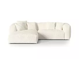 Boucle Modular Left Corner Sofa, "Martina", 2 Seats, 280x176x75, Ivory