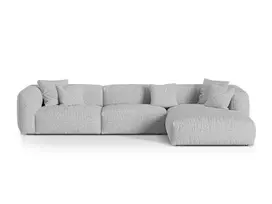 Boucle Modular Right Corner Sofa, "Martina", 3 Seats, 330x176x75, Silver
