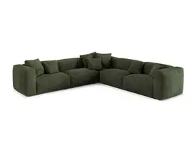Velvet Symmetrical Modular Corner Sofa, "Martina", 5 Seats, 312x312x75, Green
