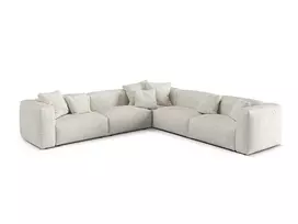 Boucle modular symmetrical corner sofa, "Martina", 5 Seats, 312x312x75, Grey Beige Melange