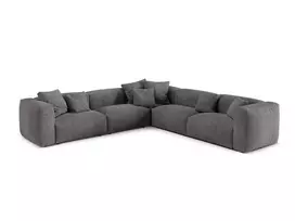 Velvet Symmetrical Modular Corner Sofa, "Martina", 5 Seats, 312x312x75, Grey