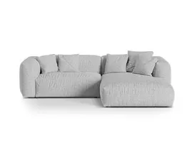Boucle Modular Right Corner Sofa, "Martina", 2 Seats, 280x176x75, Silver