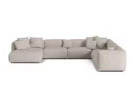 Boucle Modular Right Corner Sofa, "Martina", 6 Seats, 404x312x75, Beige