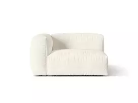 Boucle Modul Left, "Martina", 1 Seat, 120x106x75, Ivory