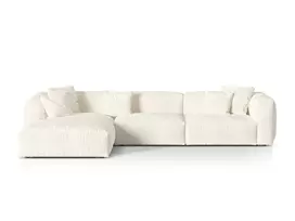 Boucle Modular Left Corner Sofa, "Martina", 3 Seats, 330x176x75, Ivory