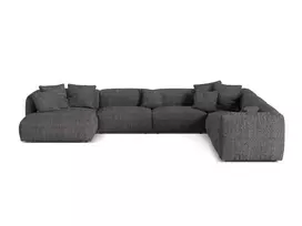 Boucle Modular Right Corner Sofa, "Martina", 6 Seats, 404x312x75, Anthracite