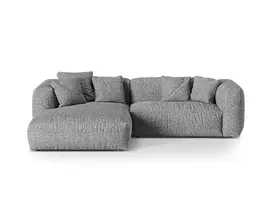 Boucle Modular Left Corner Sofa, "Martina", 2 Seats, 280x176x75, Graphite