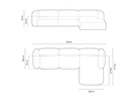 Boucle Modular Right Corner Sofa, "Martina", 3 Seats, 330x176x75, Graphite