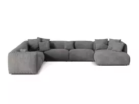 Velvet Modular Left Corner Sofa, "Martina", 6 Seats, 404x312x75, Grey