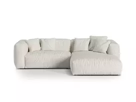 Boucle Modular Right Corner Sofa, "Martina", 2 Seats, 280x176x75, Grey Beige Melange