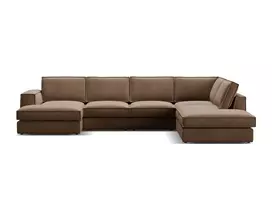Velvet Modular Panoramic Right Corner Sofa, "Pola", 5 Seats, 362x259x88, Chocolate