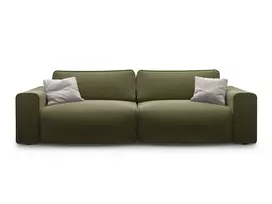 Velvet Sofa With Bed Function And Box, "Victor", 3 Seats, 246x100x83, Moss Green Melange