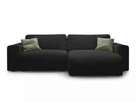 Right Corner Sofa With Bed Function And Box, "Victor", 3 Seats, 246x148x83, Black