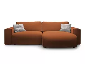 Right Corner Sofa With Bed Function And Box, "Victor", 3 Seats, 246x148x83, Brick