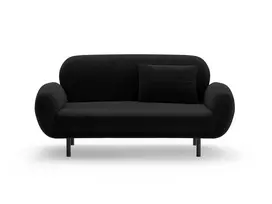 Velvet Sofa, "Poppy", 2 Seats, 148x72x82, Black