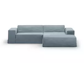 Modular Right Corner Sofa, "Jodie", 3 Seats, 224x166x70, Muted Blue