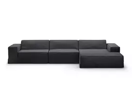 Modular Right Corner Sofa, "Jodie", 4 Seats, 284x166x70, Grey And Blue